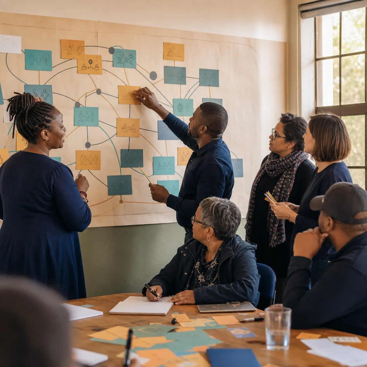 Education practitioners mapping a school-wide transformation journey